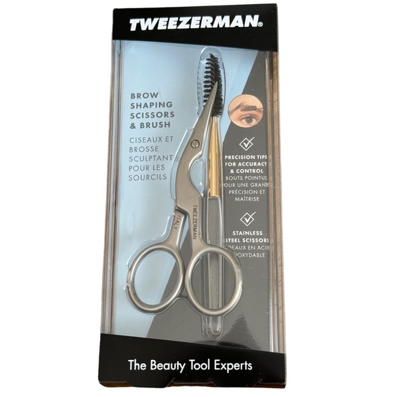 Tweezerman Eyebrow Shaping Scissors & Brush 2 Pc Set Stainless Steel New in Box - Picture 1 of 3